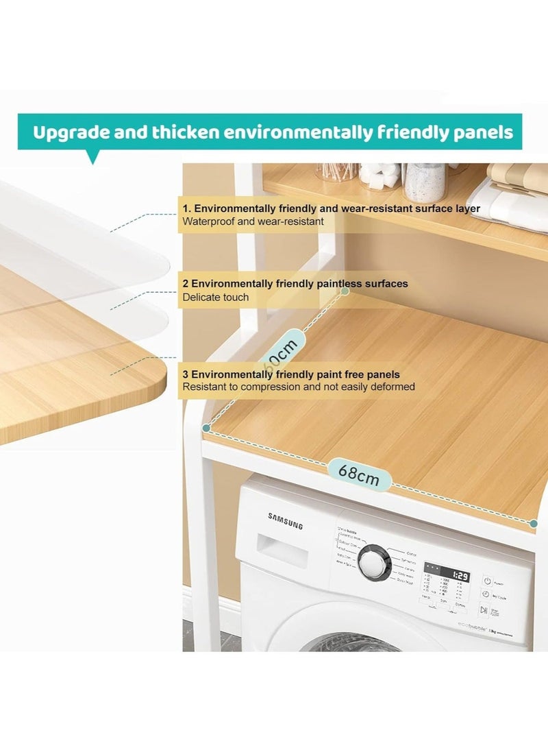 WALALLA 3 Shelves Toilet Drum Washing Machine Rack, Bathroom Corner Stand Storage Organizer Accessories, Free Standing Home Office Storage Rack for Space Saver with Towel Rack - Image 4